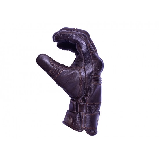 Vintage Men's Premium Waxed Leather Perforated Motorcycle Gloves CTC Approved 