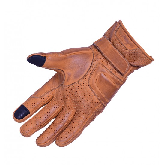 Vintage Men's Premium Waxed Brown Leather Perforated Motorcycle Gloves CTC Approved 