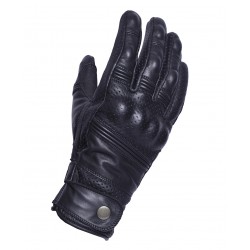 Vintage Men's Premium Waxed Black Leather Perforated Motorcycle Gloves CE CTC Approved