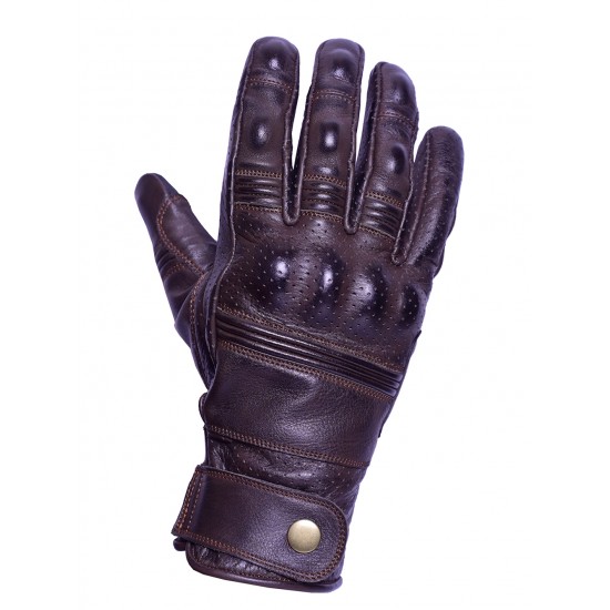 Vintage Men's Premium Waxed Leather Perforated Motorcycle Gloves CTC Approved 